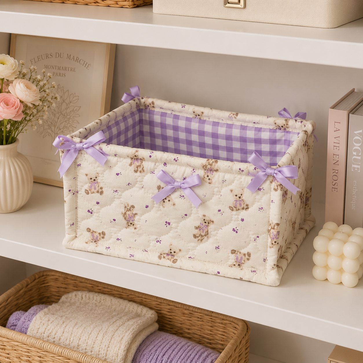 Lavender Teddy Storage Basket