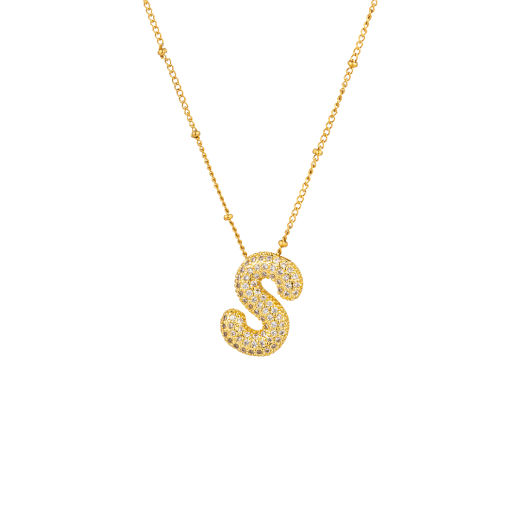 Paved Initial Necklace - Tarnished Resistant
