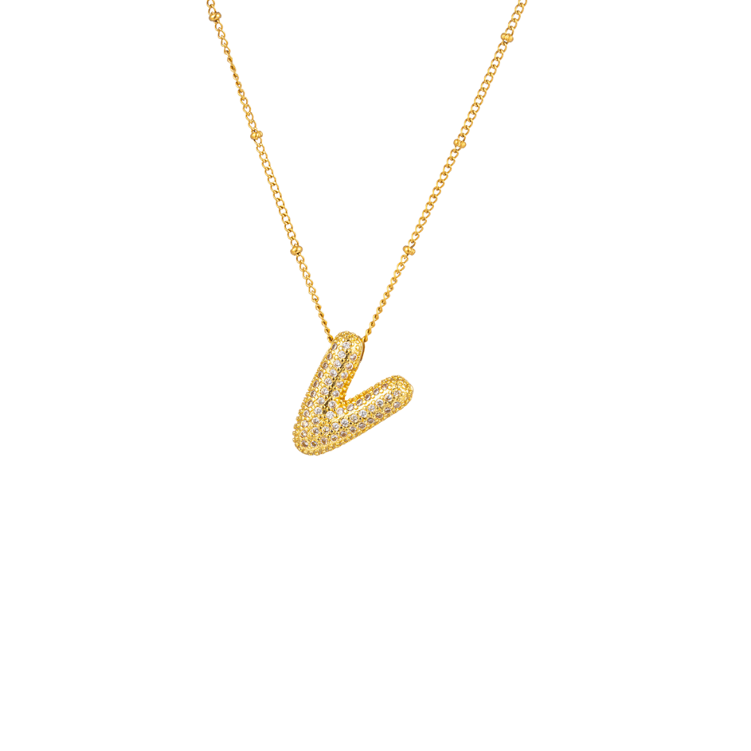 Paved Initial Necklace - Tarnished Resistant