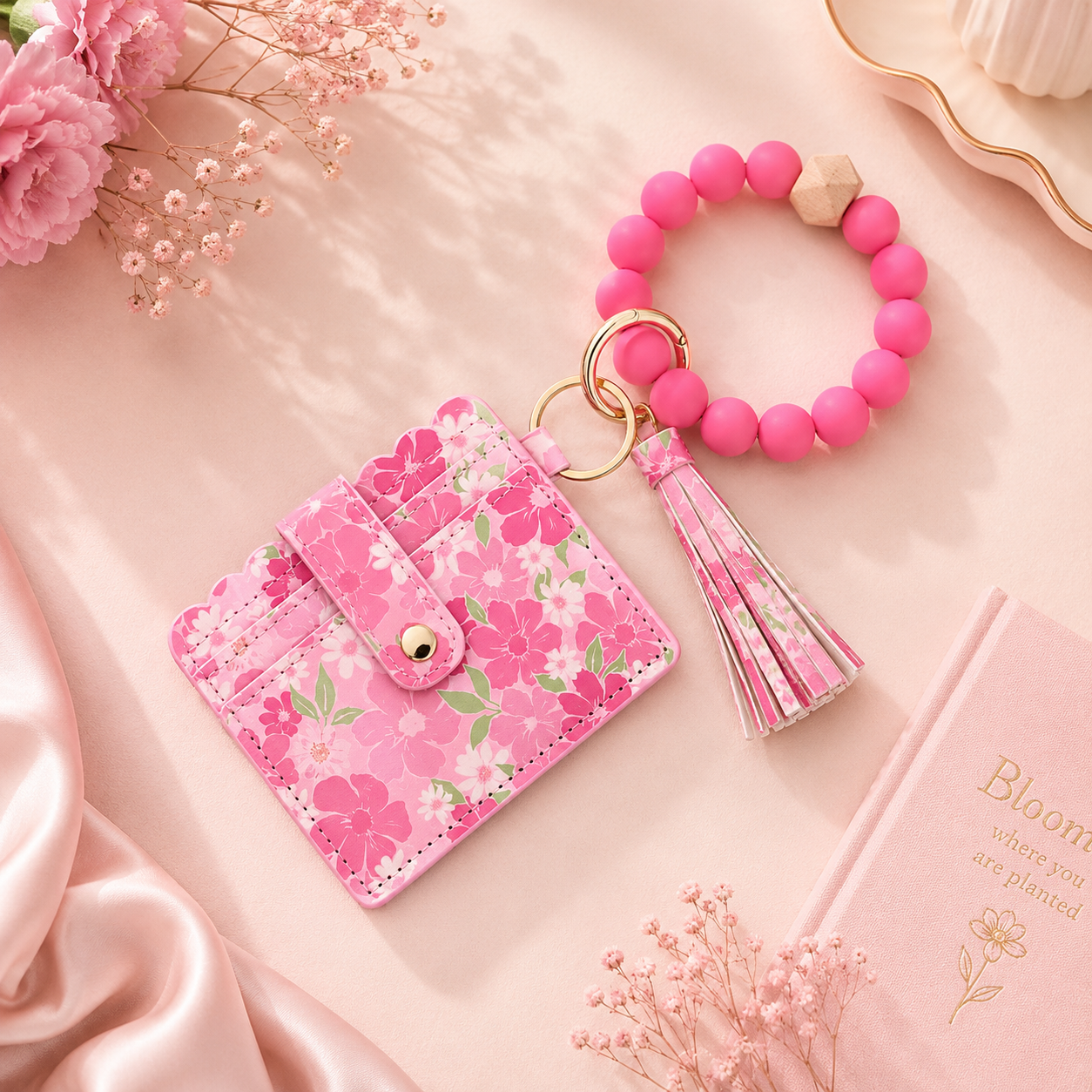 Wildflower Wristlet Pouch ( 4 colors available )