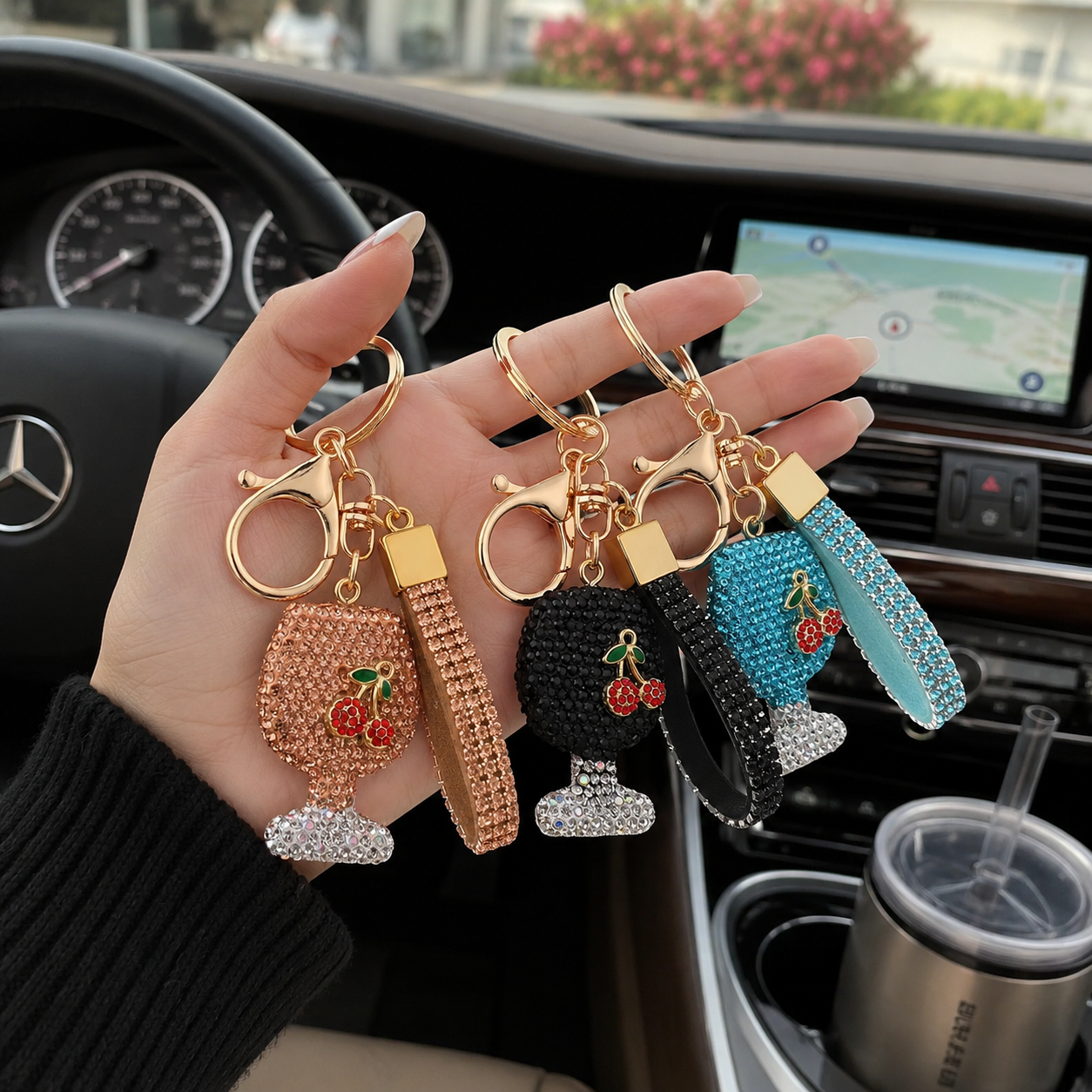 Cherry Cup Bag Charm Keychain