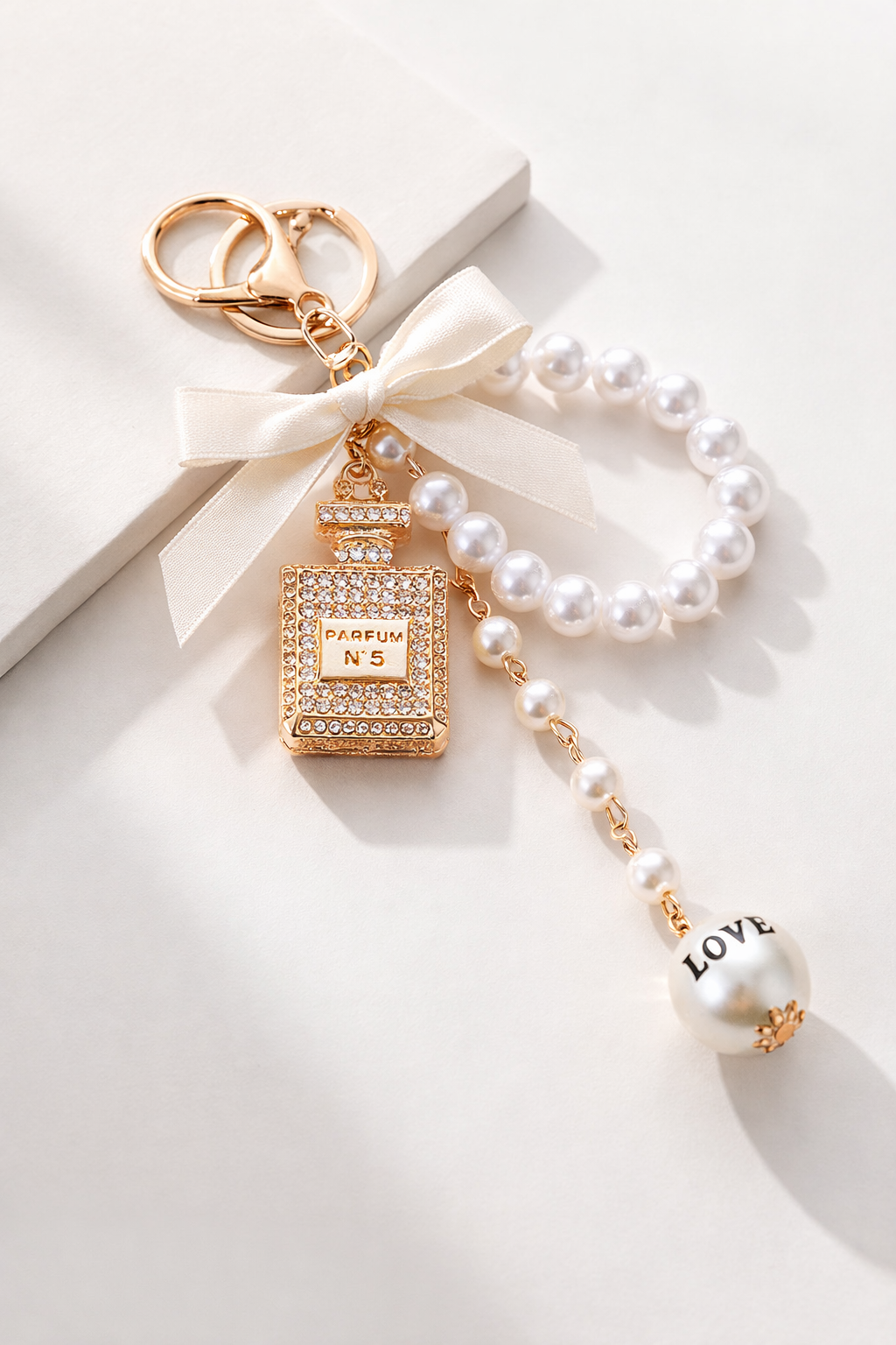 Newest Pearl Parfum Shape Crystal Bag Charms ( 2 colors )