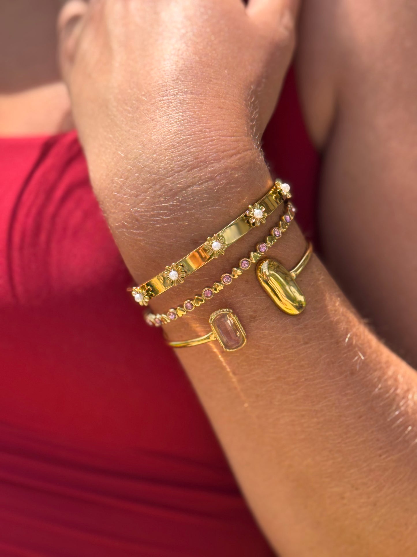 Florabelle Bangle Bracelets ( Pearl, Green, Pink )