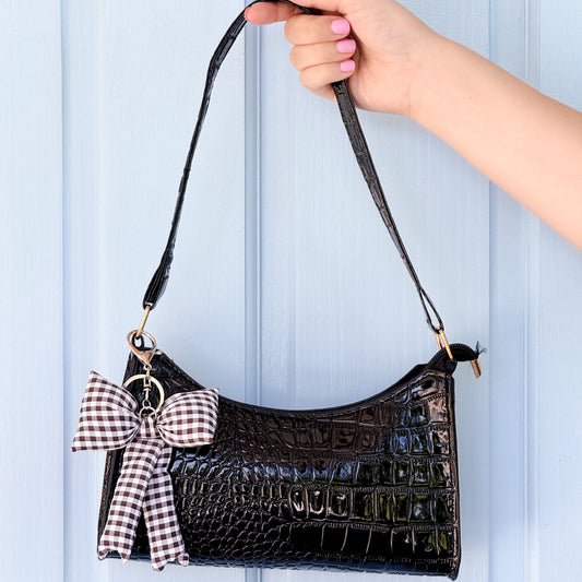 Gingham Bow Bag Charms ( Purse not included )