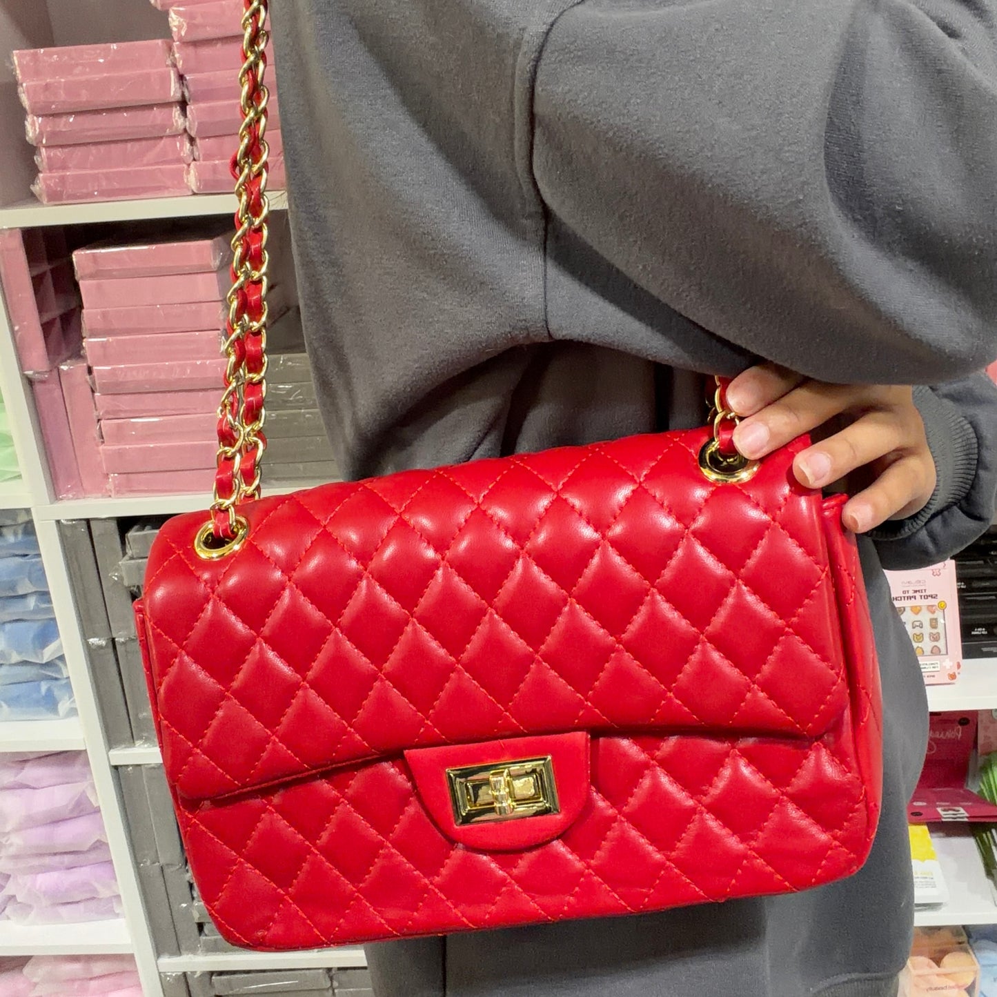Red Quilted Crossbody Purse