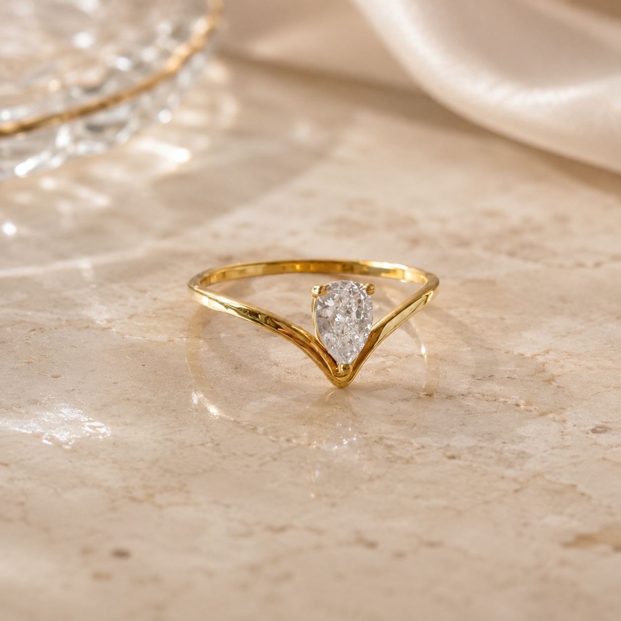 Classic Pear Promise Ring | Tarnish Resistant