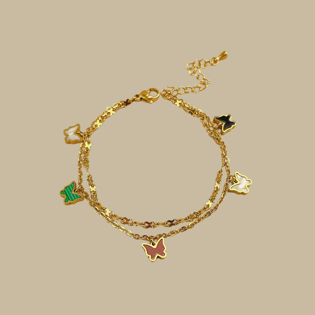 Butterfly Charm Layered Bracelet