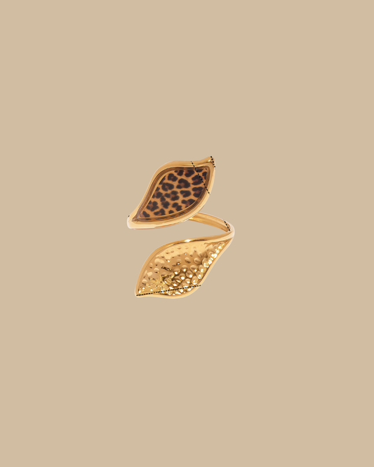 Leopard Leaf Wrap Adjustable Ring