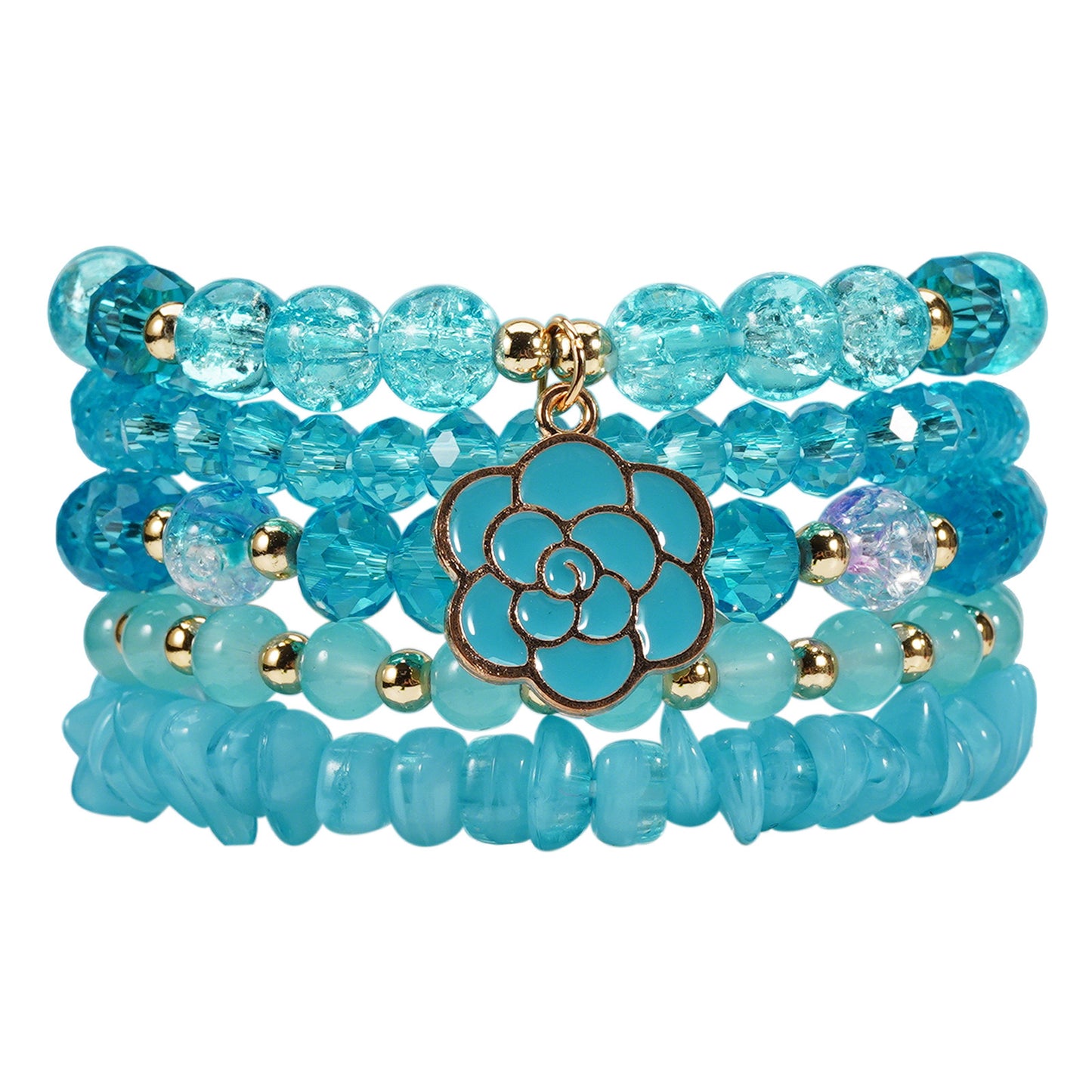 Blue Rose Layered Bracelets