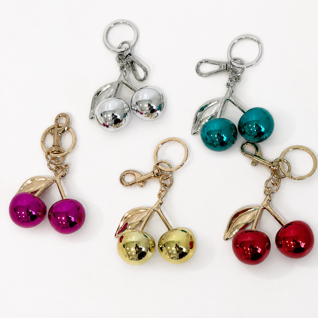 Metallic Cherry Bag Charm Keychain
