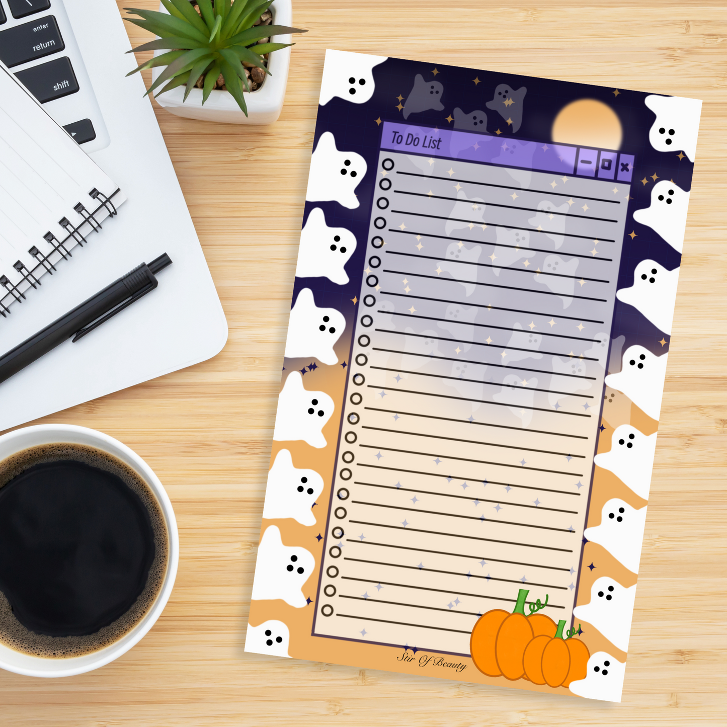 👻 Ghost Goals To-Do List Pad Notepad