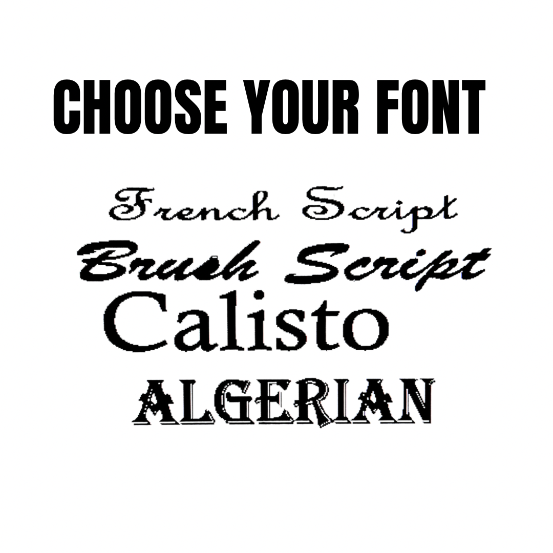 Font choices for a necklace customization.