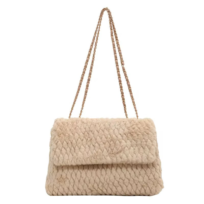 Cozy Plush Flap Shoulder Bag