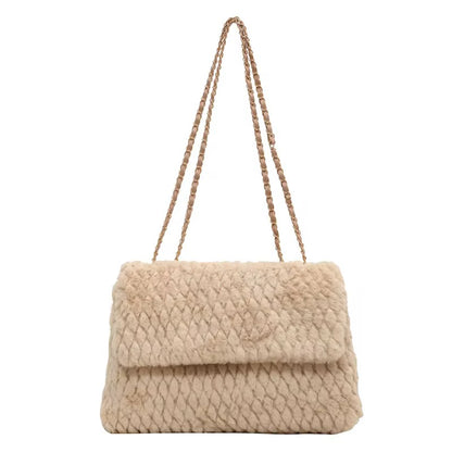 Cozy Plush Flap Shoulder Bag