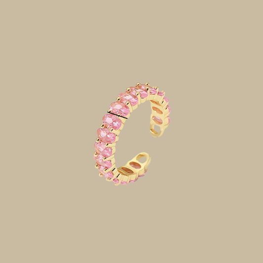 Pink Crystal Eternity Open Ring ( Free Size )