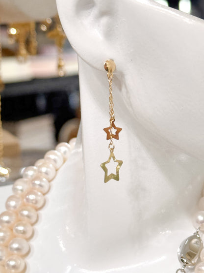 18K Gold Star Dangling Earrings