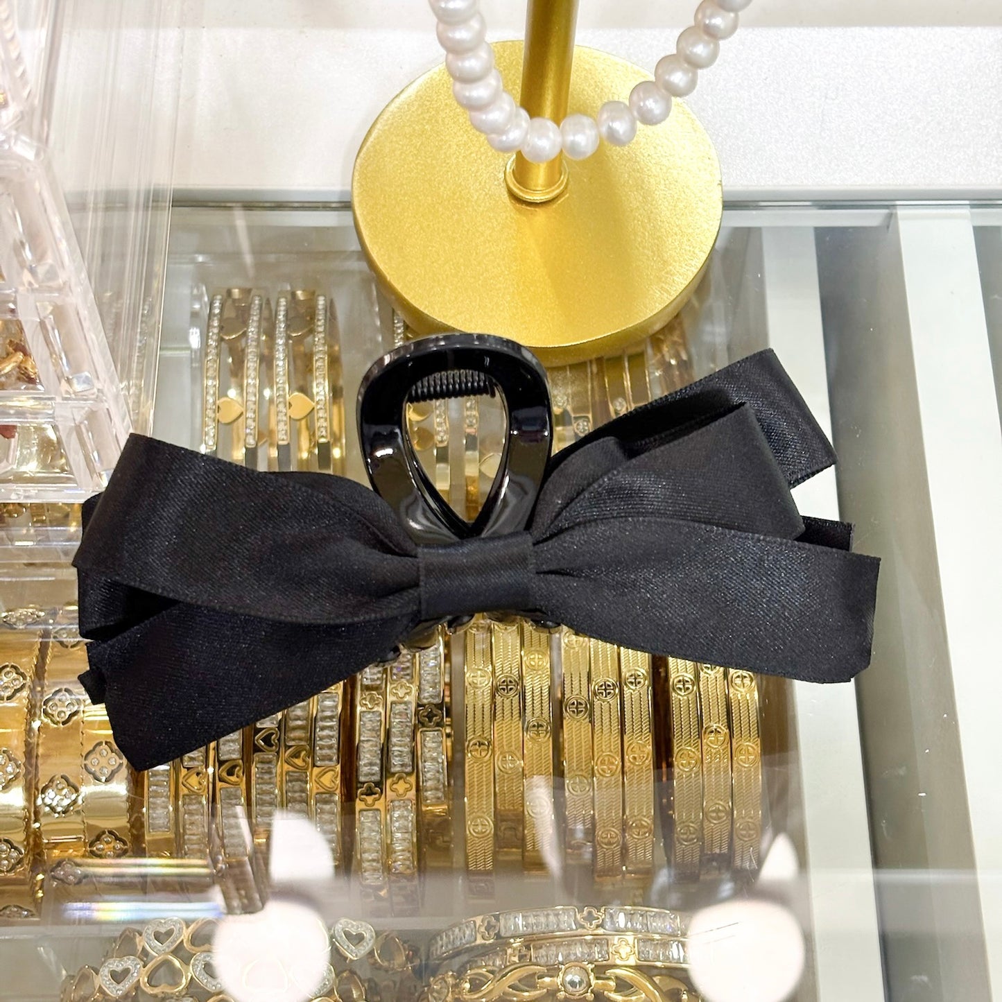 Black Hair Bow Claw Clip