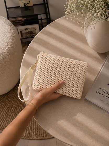 Coastal Woven Wristlet Clutch