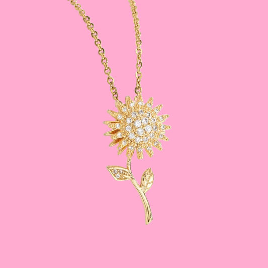 Paved Sunflower Necklace