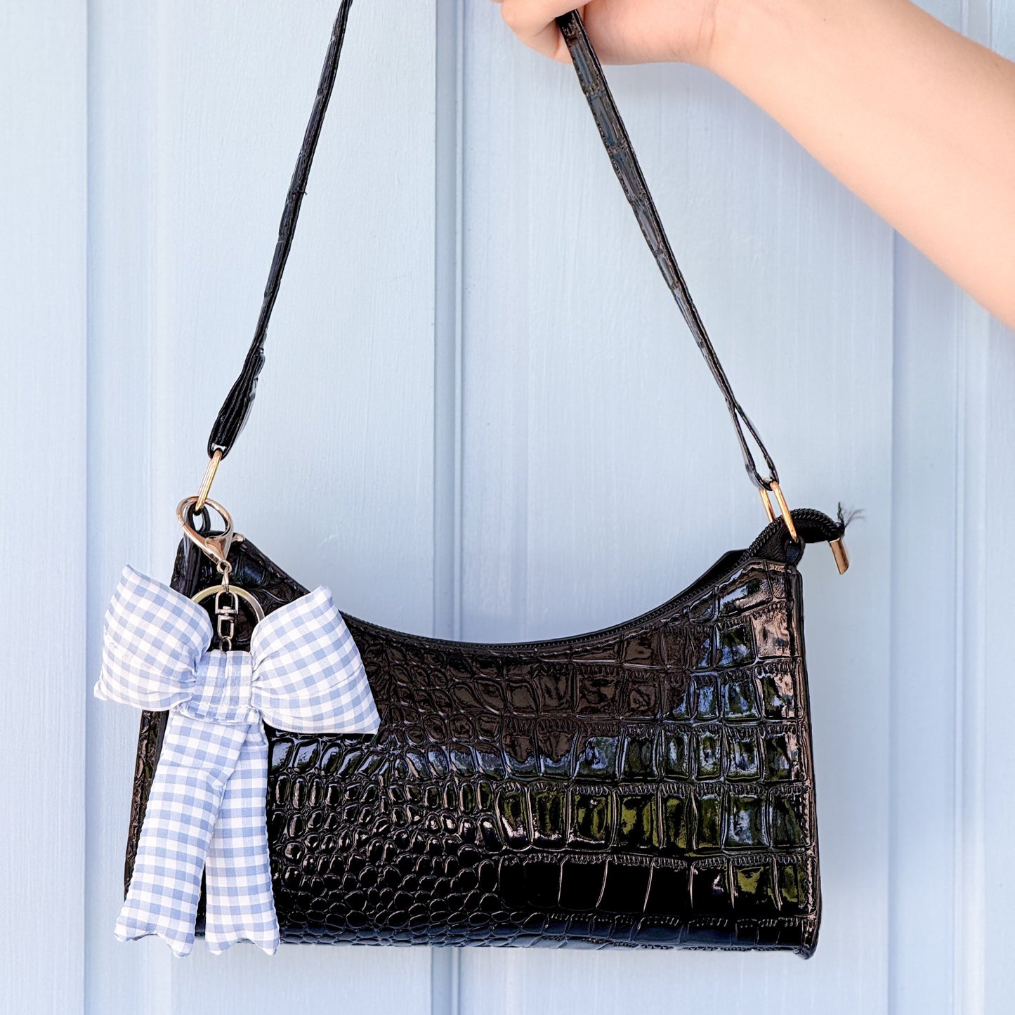 Gingham Bow Bag Charms ( Purse not included )