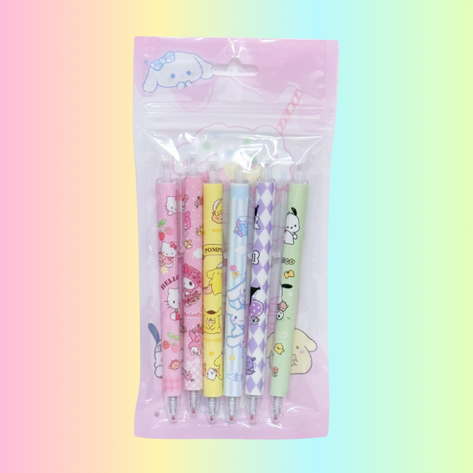 Cartoon Friends Pens - 6 pcs