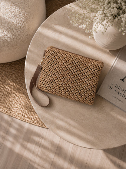 Coastal Woven Wristlet Clutch