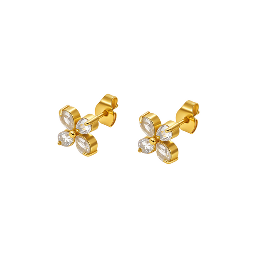 Crystal Clover Stud Earrings | B-105