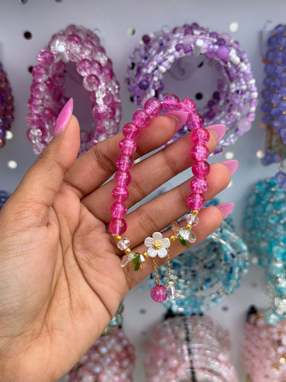 Daisy Crystal Charm Beaded Bracelet