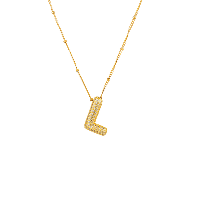 Paved Initial Necklace - Tarnished Resistant