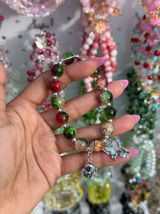 Butterfly Green Lucky Charm Beaded Bracelet