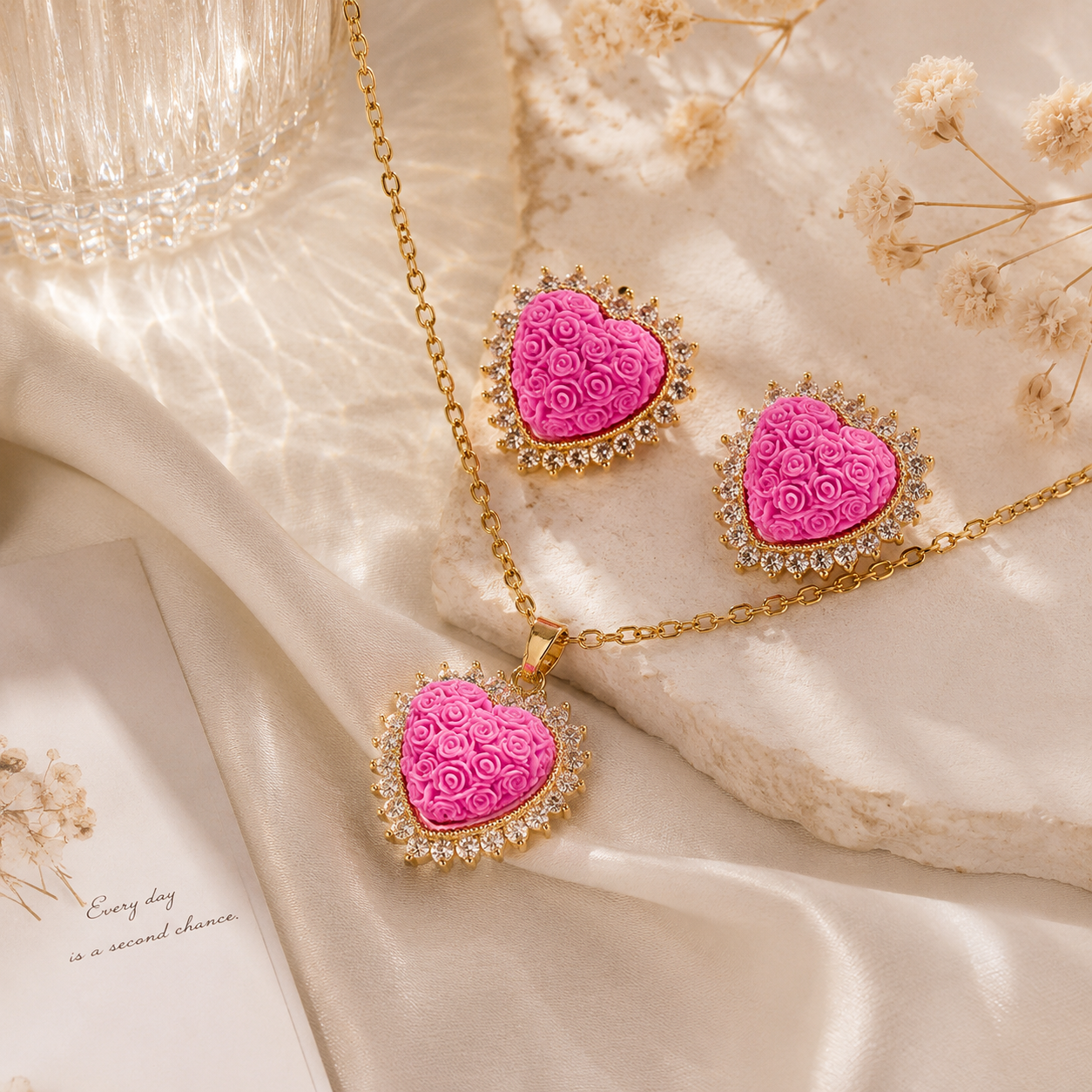 Rose Heart Jewelry Set | Tarnish Resistant