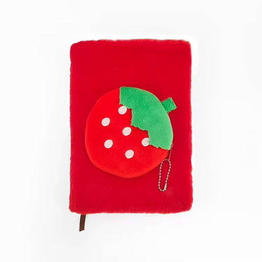 Strawberry  2-in-1 Plush Notebook ( Detachable coin purse )