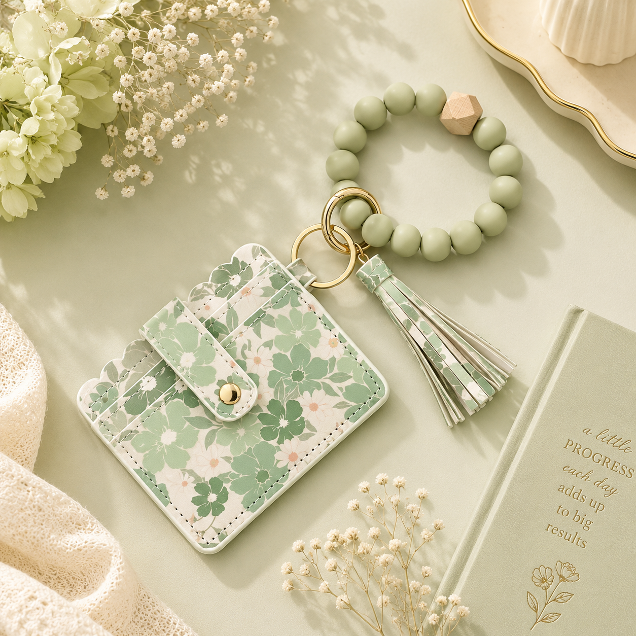 Wildflower Wristlet Pouch ( 4 colors available )