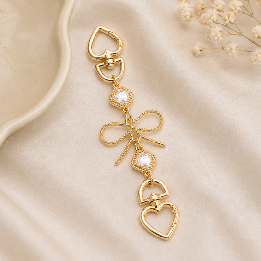 Crystal Bow Heart Bag Charm Extender