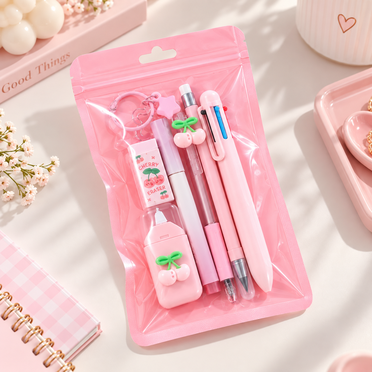 Cute Fruit-Themed Stationery & Pen Set