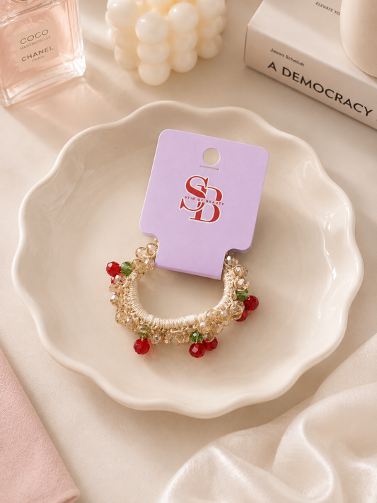 Cherry Crystal Hair Tie