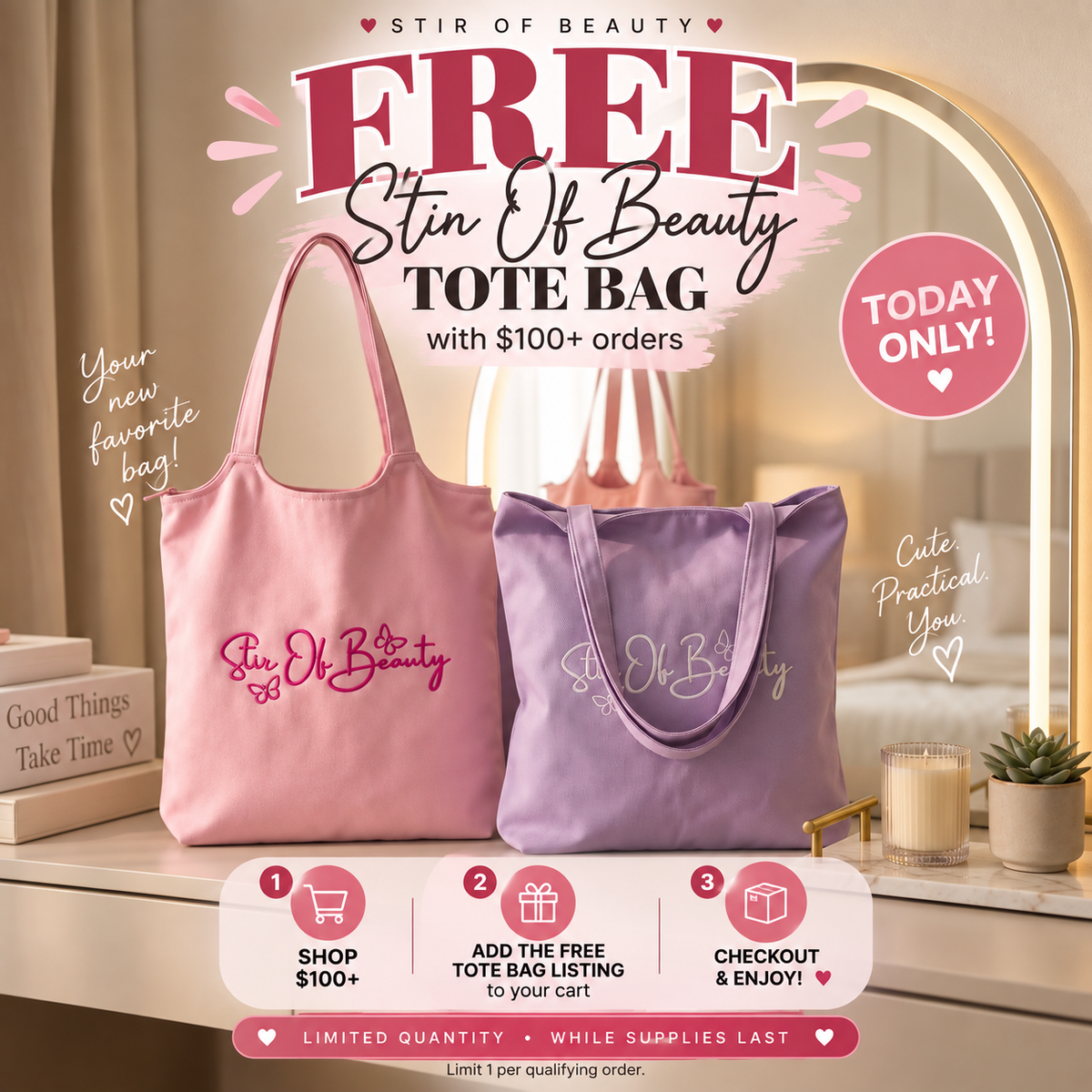 FREE Stir Of Beauty Tote Bag 🎁🛍️ | $100+ Orders