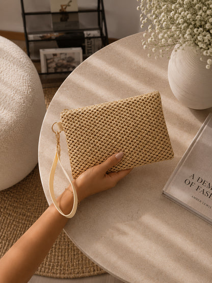 Coastal Woven Wristlet Clutch