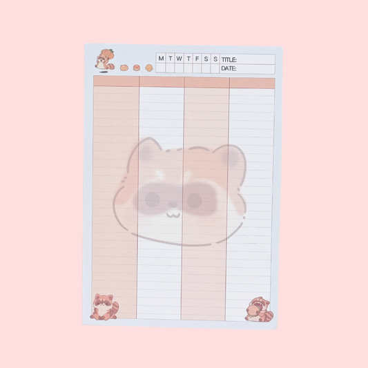 Raccoon Weekly Memo Pad