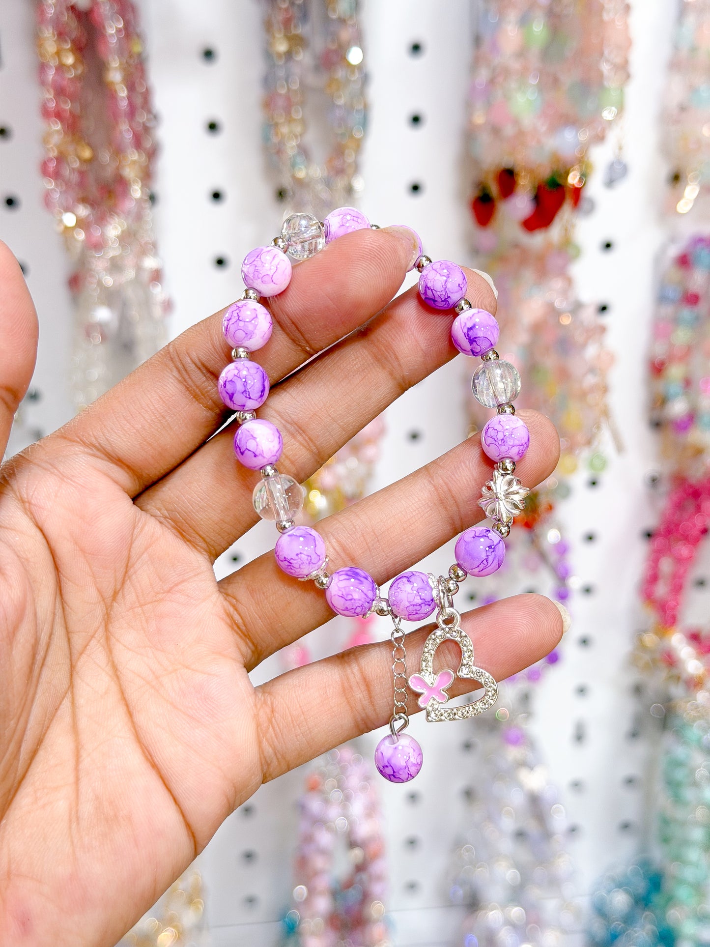 Dreamy Violet Lucky Charm Beaded Bracelet
