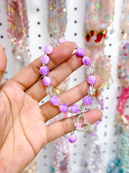 Dreamy Violet Lucky Charm Beaded Bracelet
