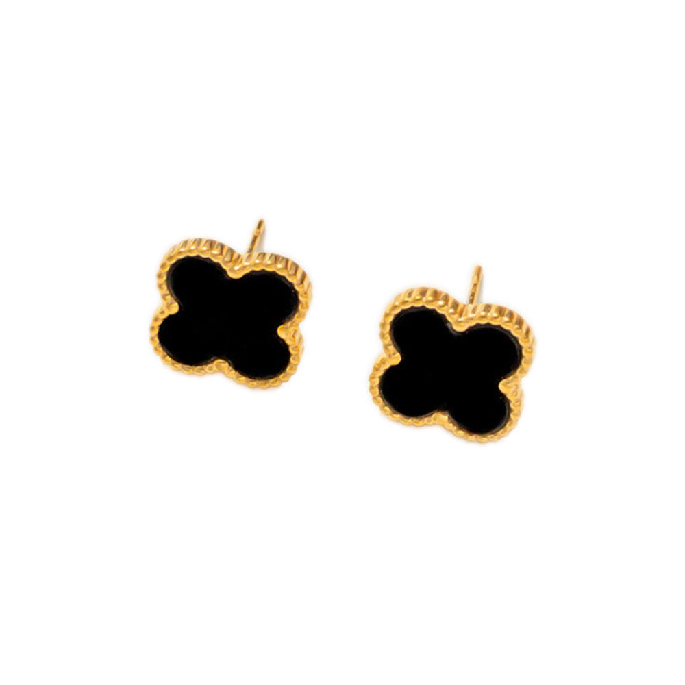 18K Gold plated Clover Stud Earrings ( Available in 5 colors )