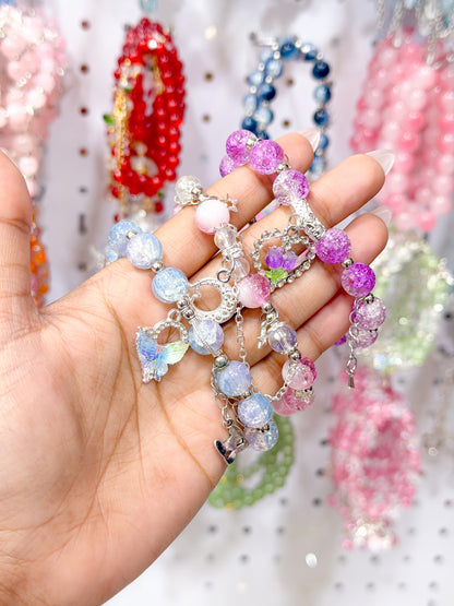 Butterfly, Moon & Tulip Lucky Charm Beaded Bracelets