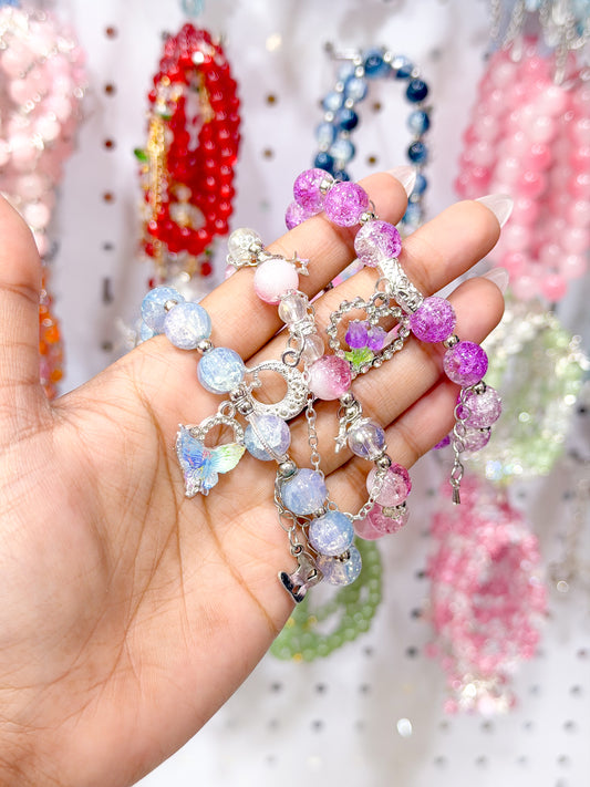 Butterfly, Moon & Tulip Lucky Charm Beaded Bracelets