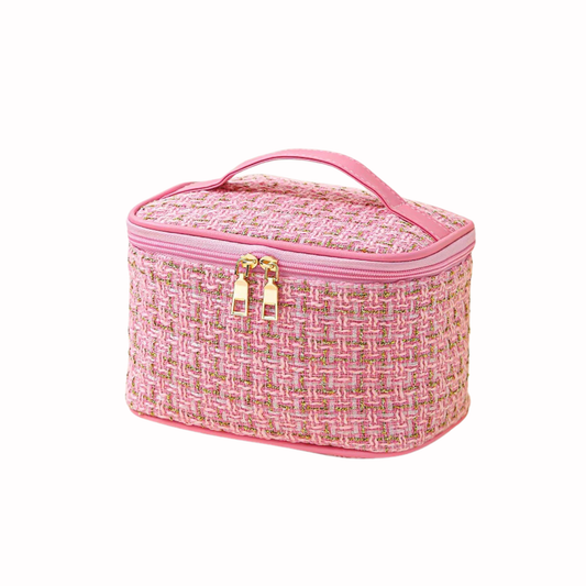 Tweed Makeup Organizer Travel Case
