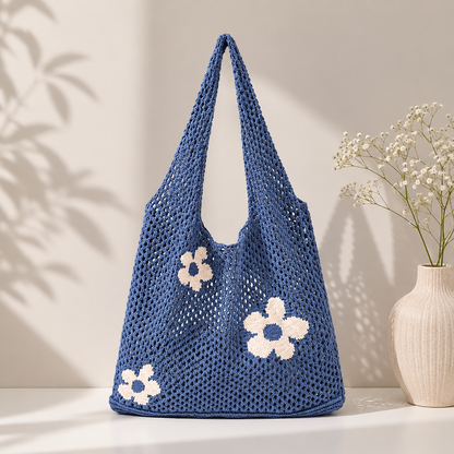 Cloud Daisy Tote Knit Bag