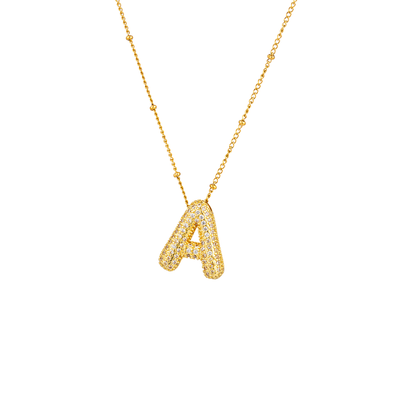 Paved Initial Necklace - Tarnished Resistant