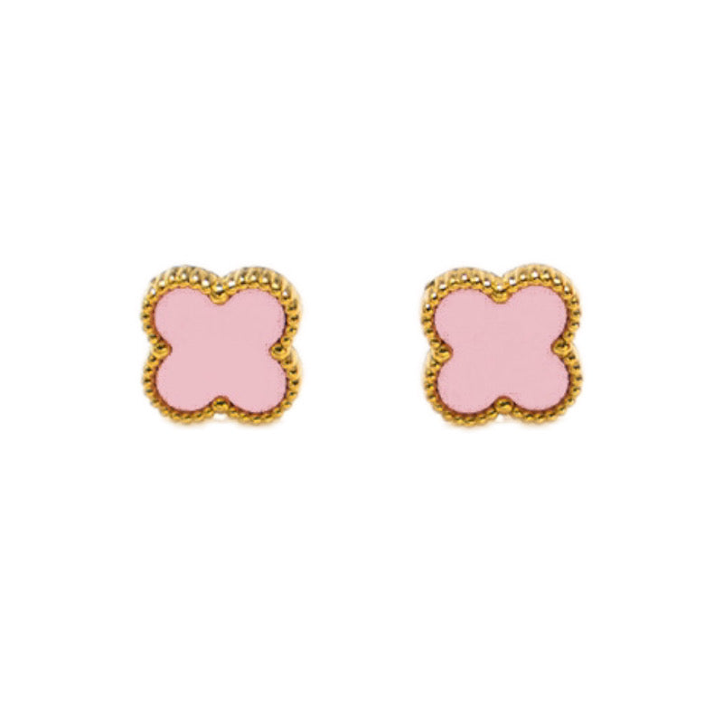 18K Gold plated Clover Stud Earrings ( Available in 5 colors )