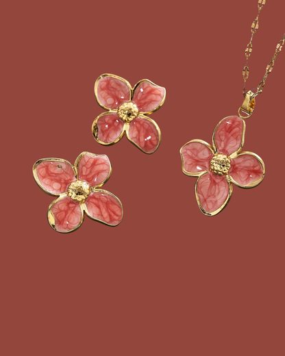 Petal Statement Necklace & Earrings Set ( 6 colors )
