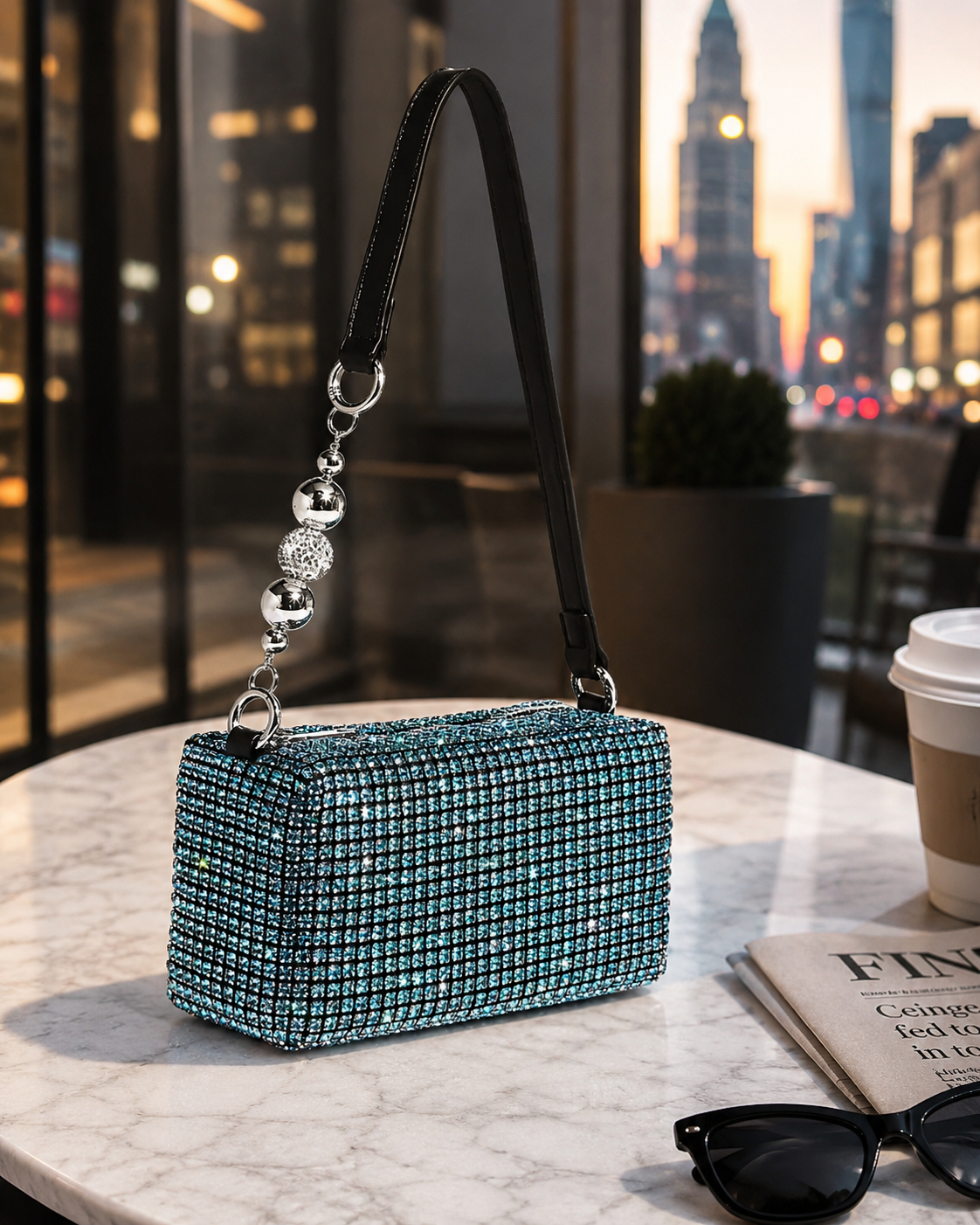 City Lights Rhinestone Shoulder Bag